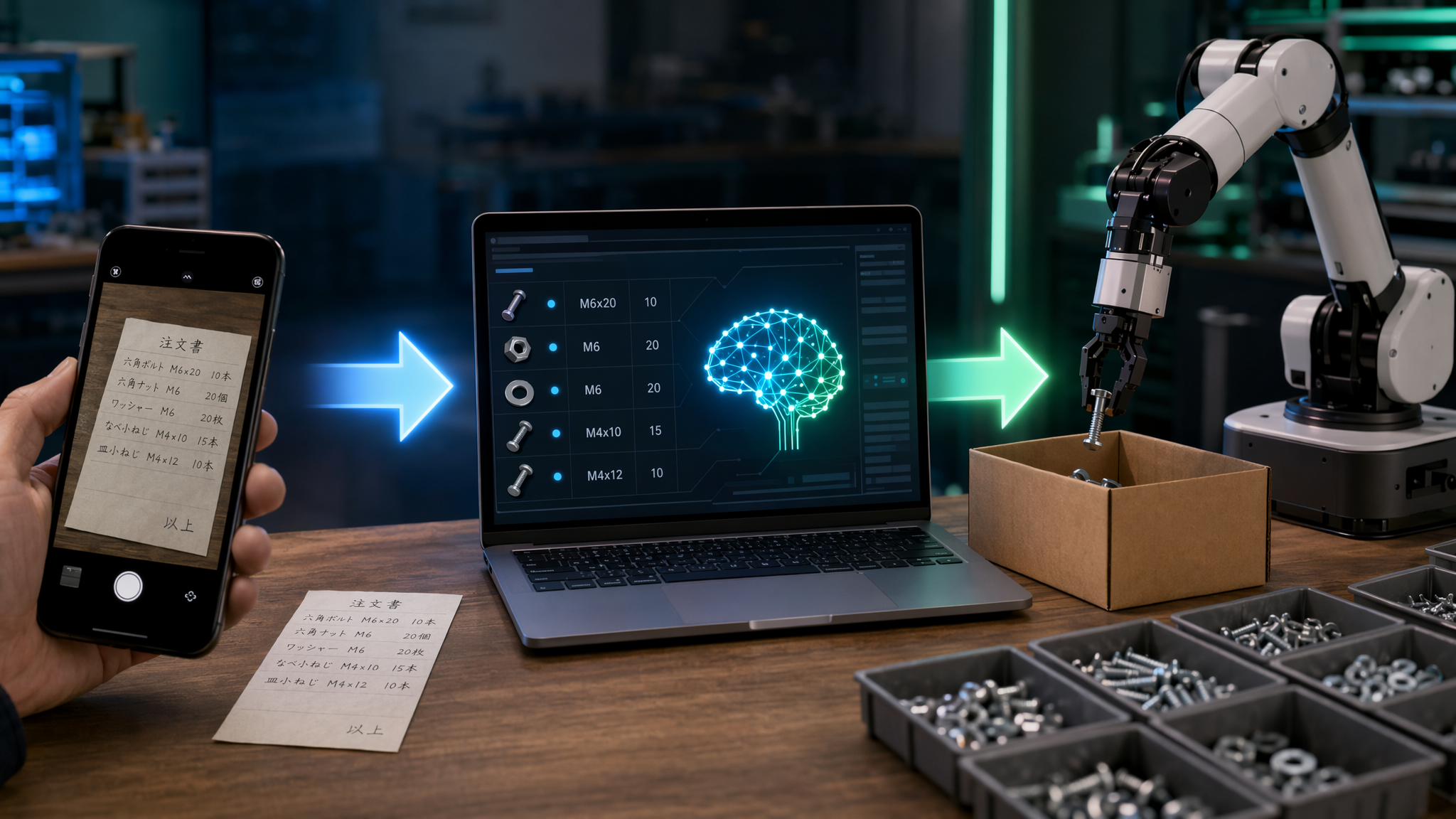 手書きの注文書から、ロボットのピッキングへ ― WorkPeer と Robot Gateway の役割分担